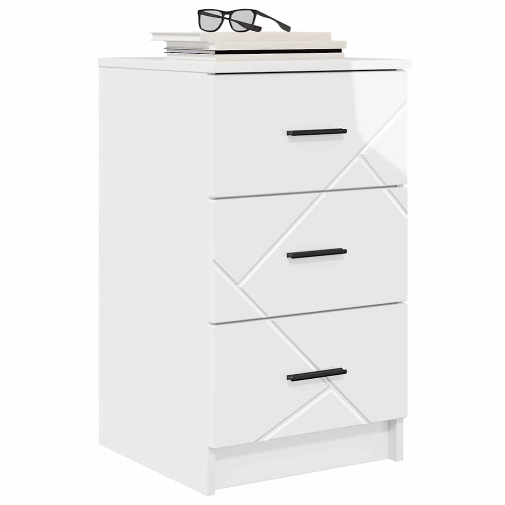 Bedside Cabinet with Drawer High gloss white 38 x 38 x 66 cm