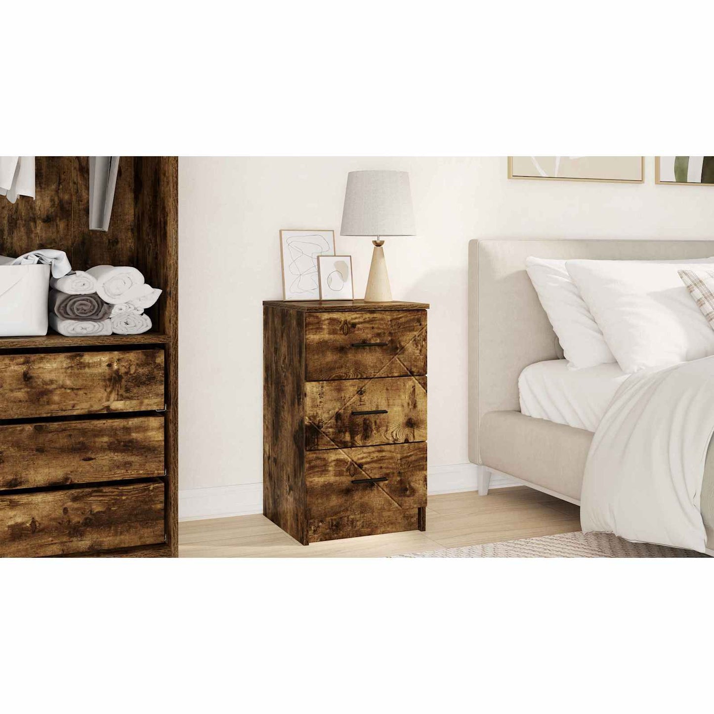 Bedside Cabinet Smoked oak 38 x 38 x 66 cm Engineered wood