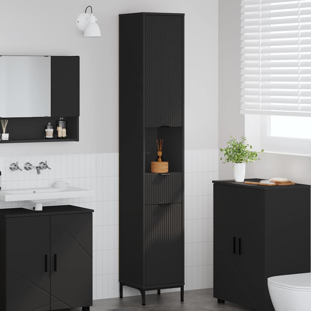 Bathroom Cabinet Black 31.5 x 33 x 190 cm