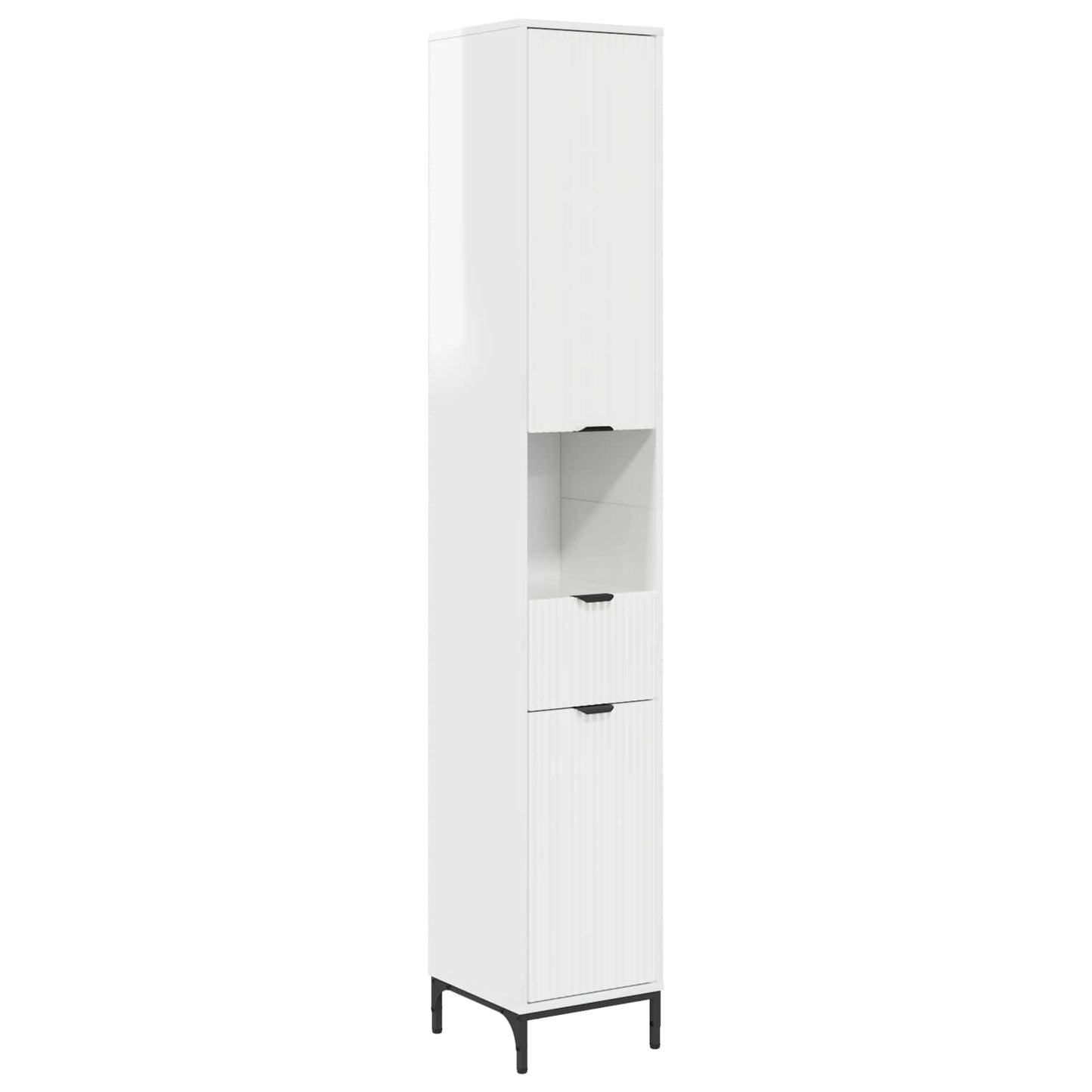 Bathroom Cabinet with Door High Gloss White 31.5 x 33 x 190 cm