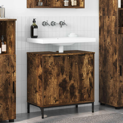 Bathroom Sink Cabinet with Door Smoked Oak 60.5 x 33.5 x 61 cm