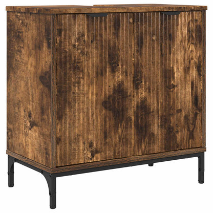 Bathroom Sink Cabinet with Door Smoked Oak 60.5 x 33.5 x 61 cm