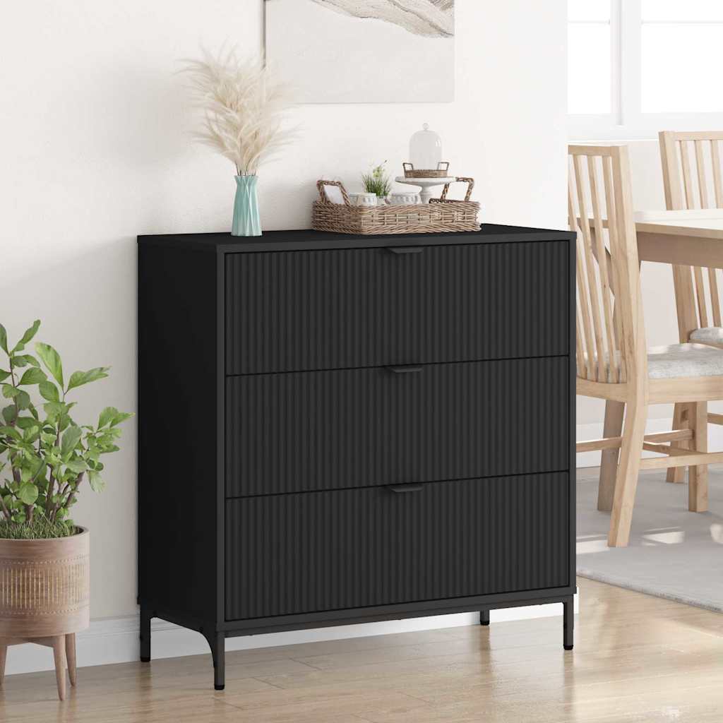 Sideboard with Drawer Black 79.5 x 33 x 82 cm Engineered Wood