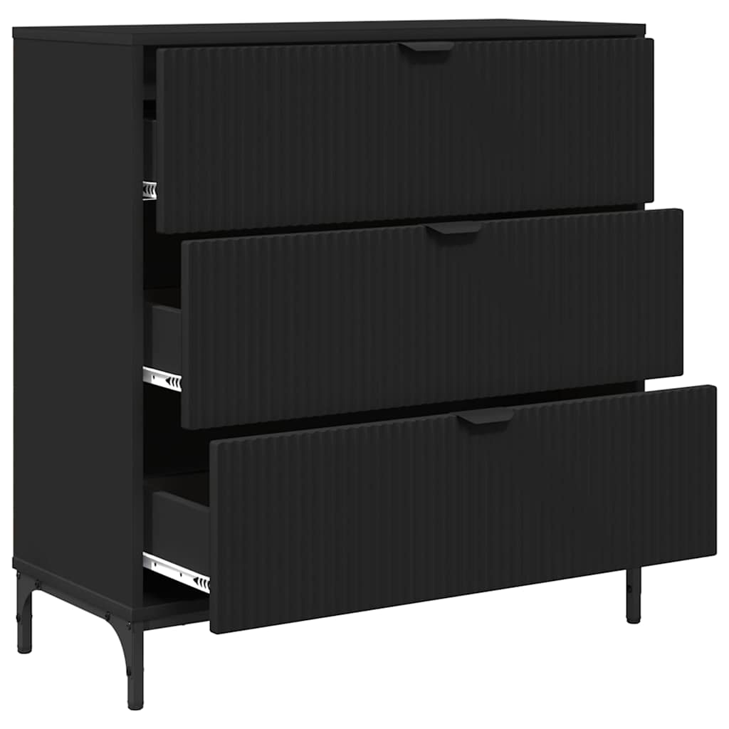 Sideboard with Drawer Black 79.5 x 33 x 82 cm Engineered Wood
