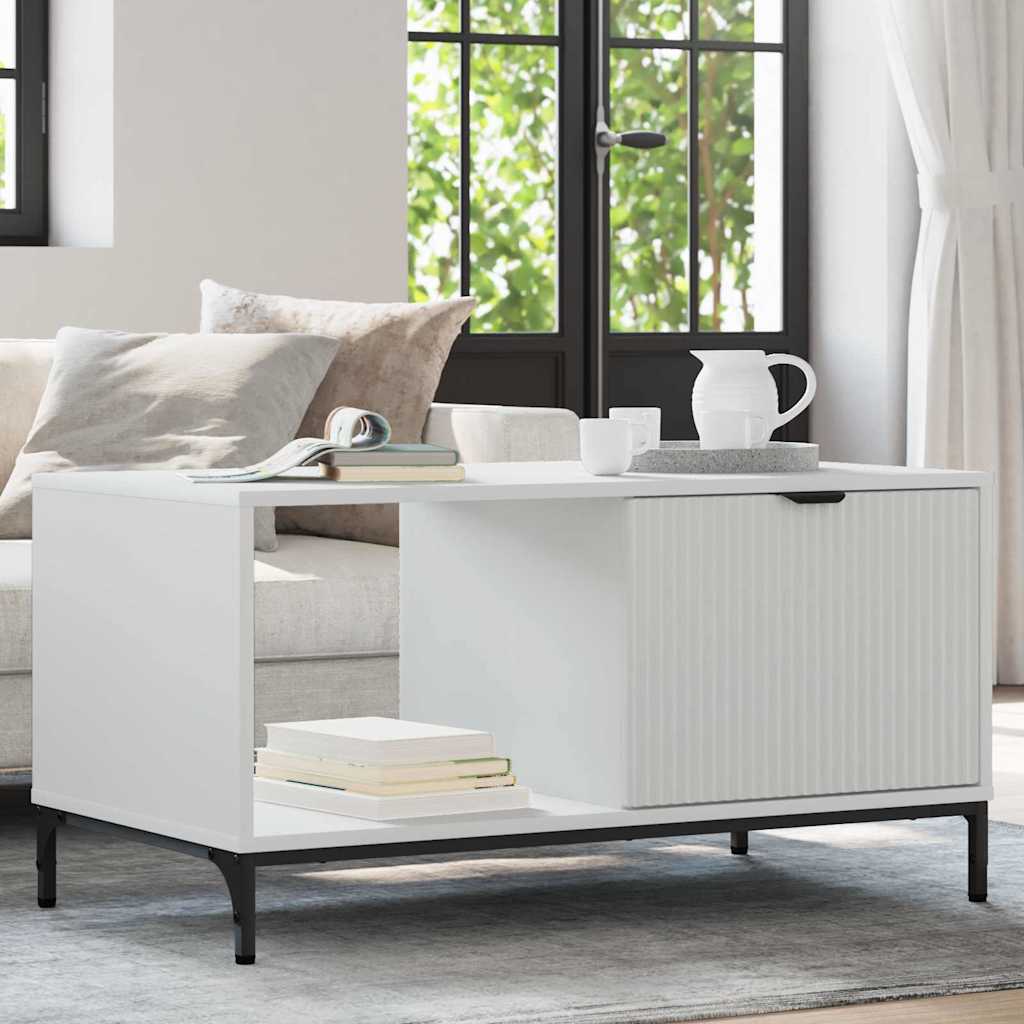 Coffee Table with Drawer White 90 x 49 x 46 cm Engineered Wood