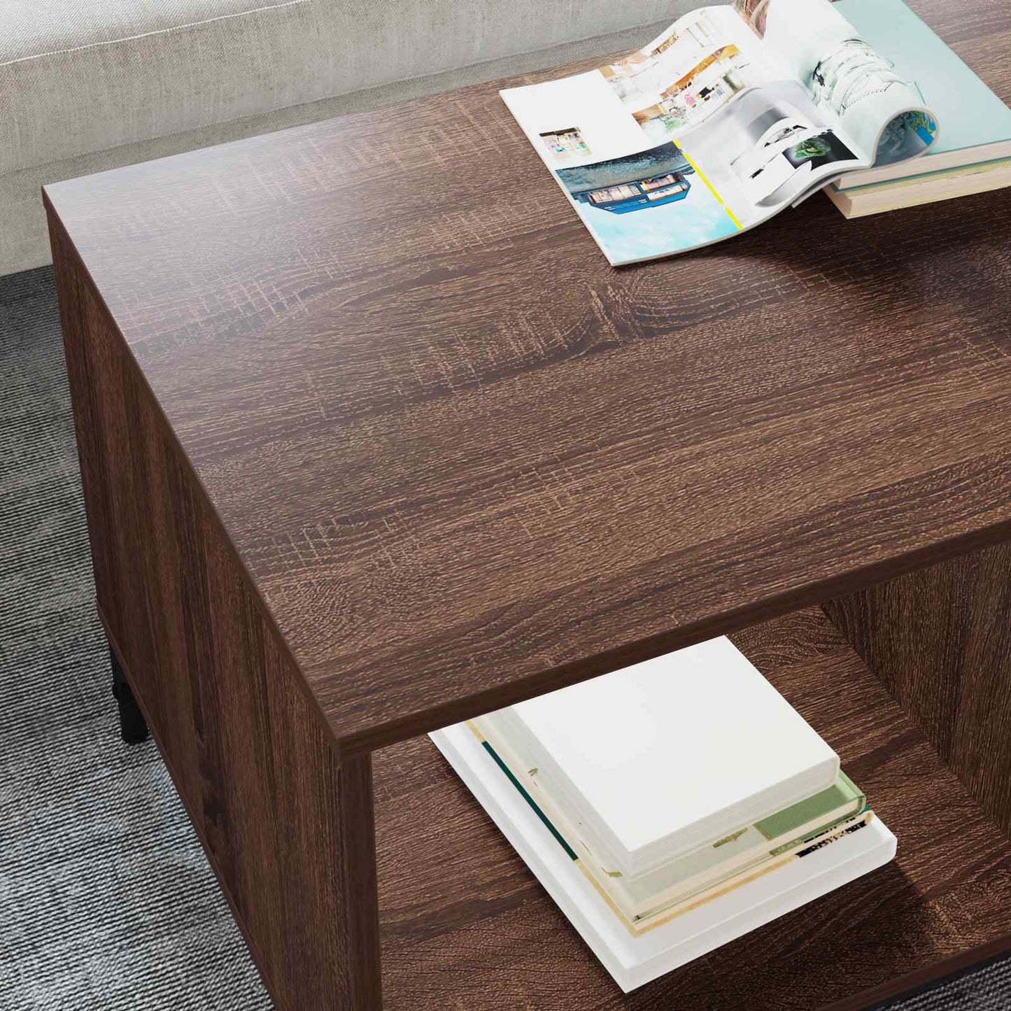 Coffee Table Brown Oak 90 x 49 x 46 cm Engineered Wood