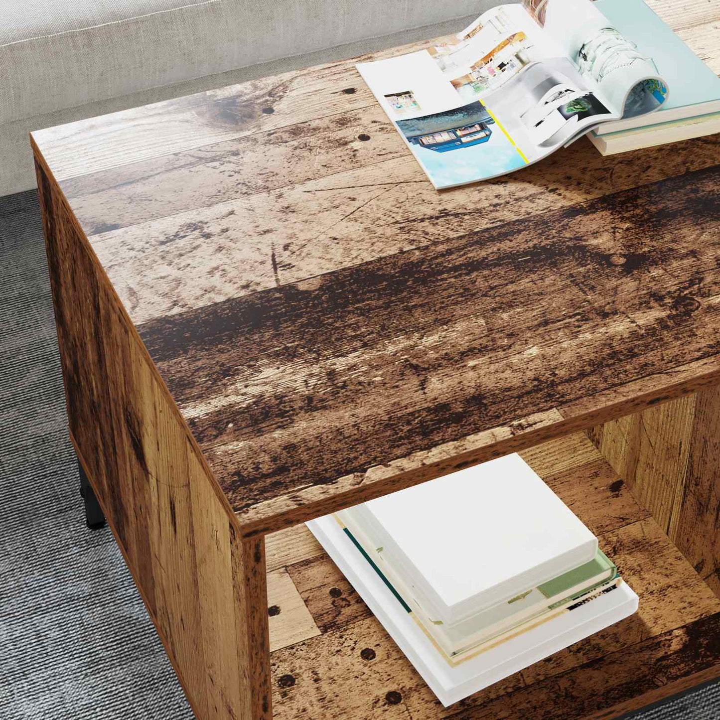 Coffee Table Old Wood 90 x 49 x 46 cm Engineered Wood