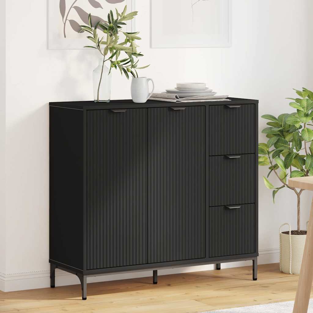 Sideboard Black 89.5 x 33 x 82 cm Engineered Wood