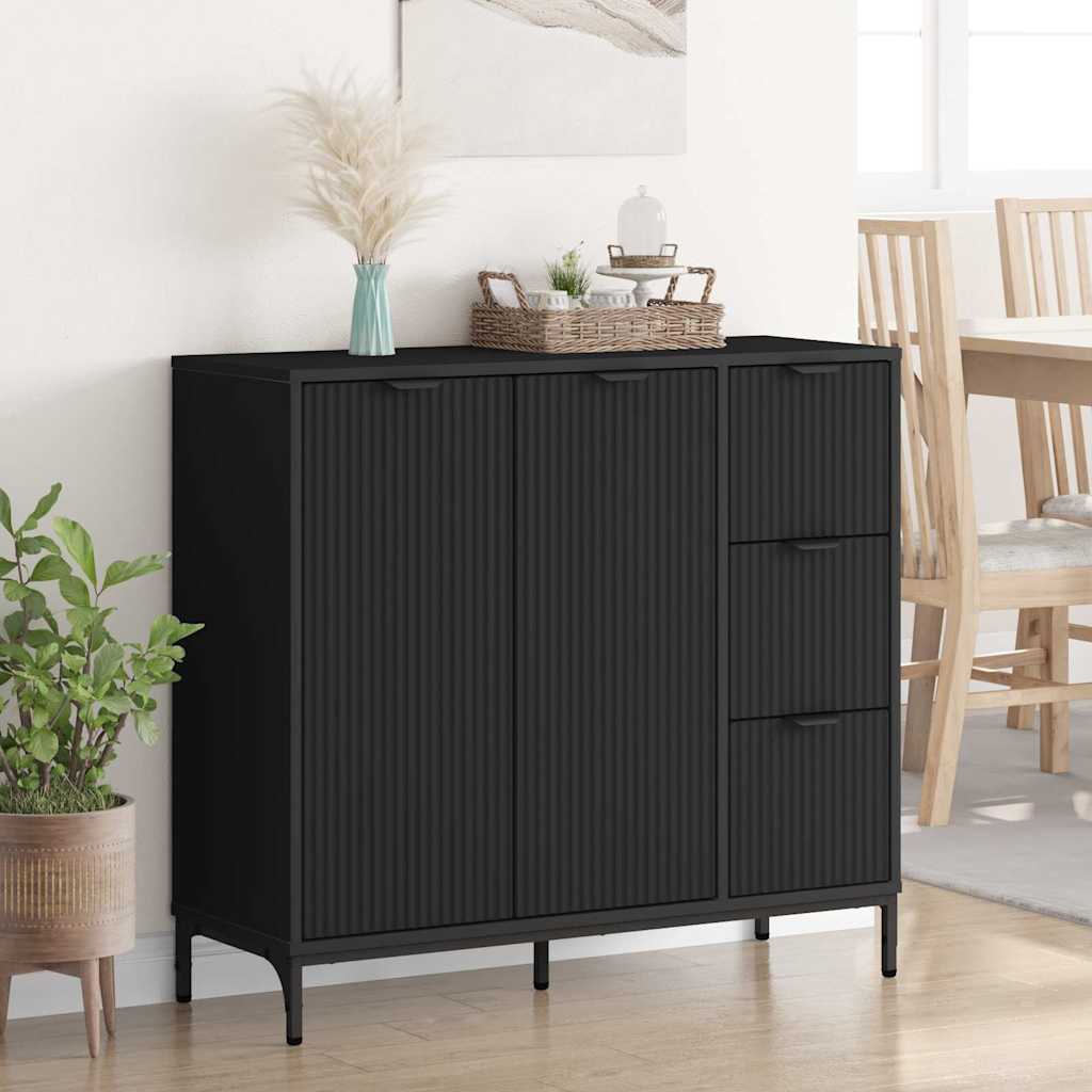 Sideboard Black 89.5 x 33 x 82 cm Engineered Wood