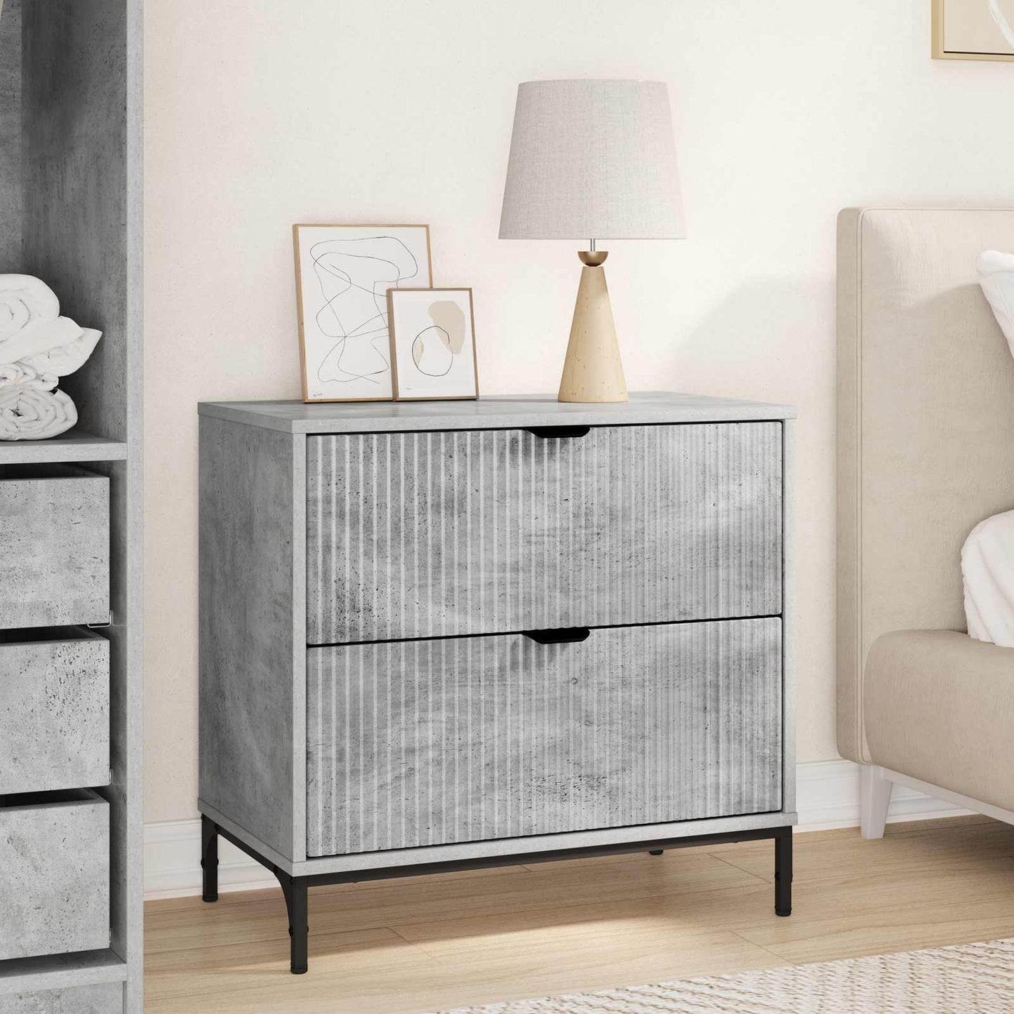 Bedside Table Concrete grey 63.5 x 36 x 61 cm Engineered wood