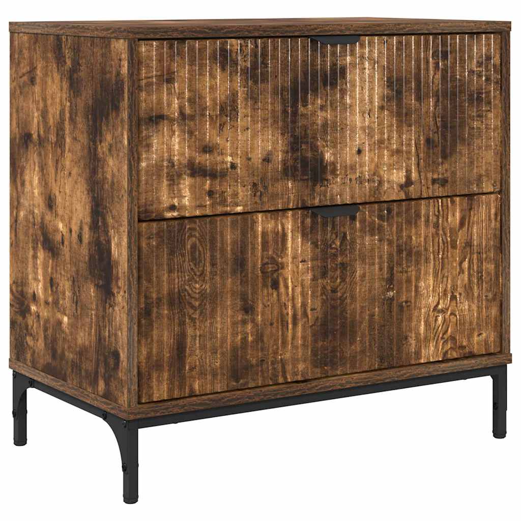 Bedside Table Smoked oak 63.5 x 36 x 61 cm Engineered wood