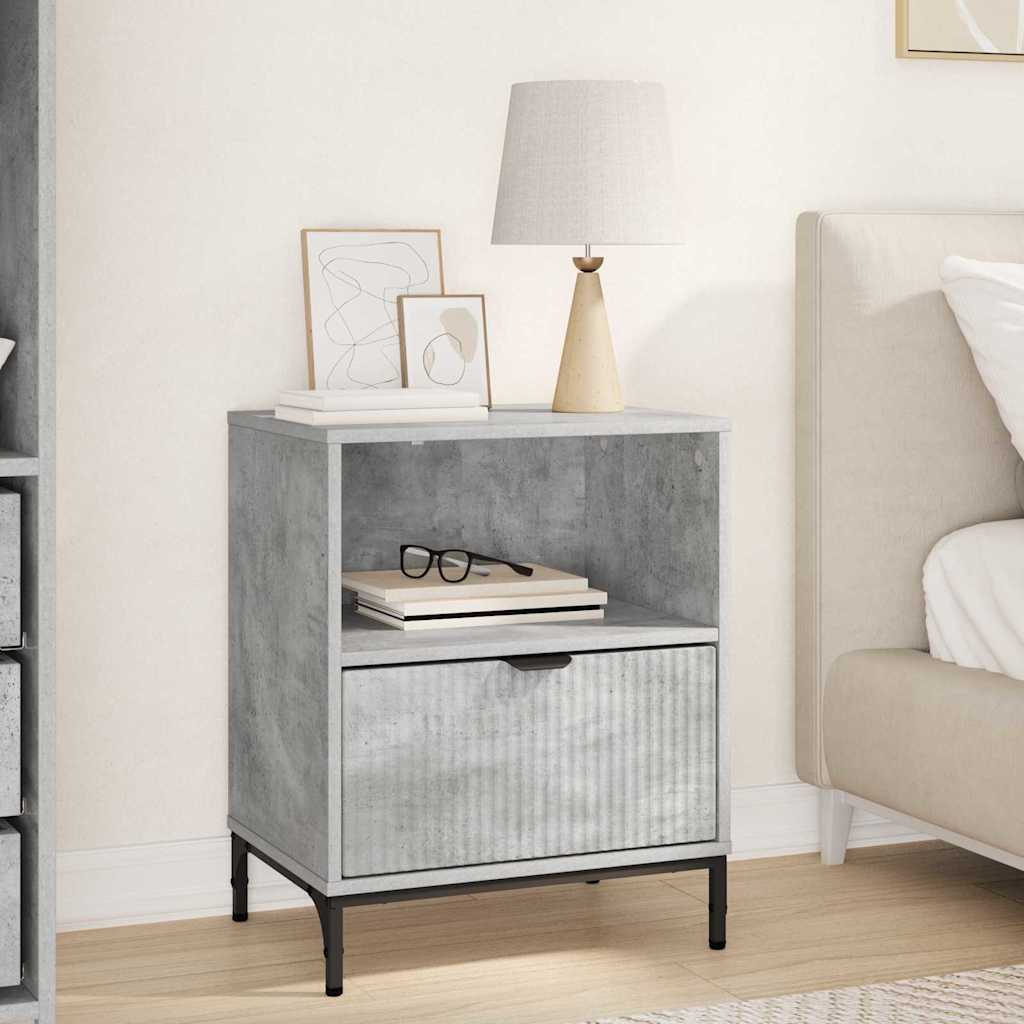 Bedside Cabinet Concrete grey 49 x 36 x 61 cm Engineered wood