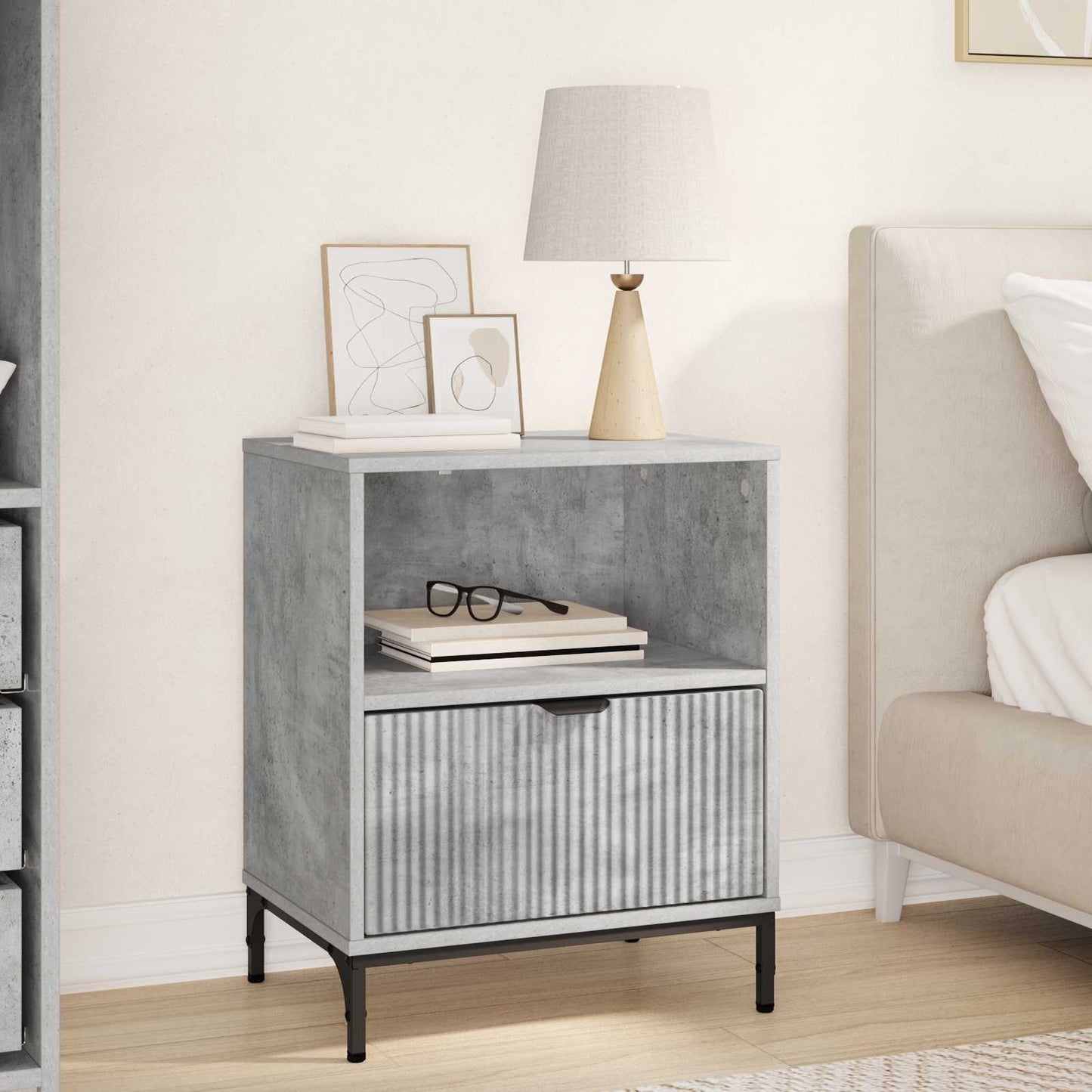 Bedside Cabinet Concrete grey 49 x 36 x 61 cm Engineered wood