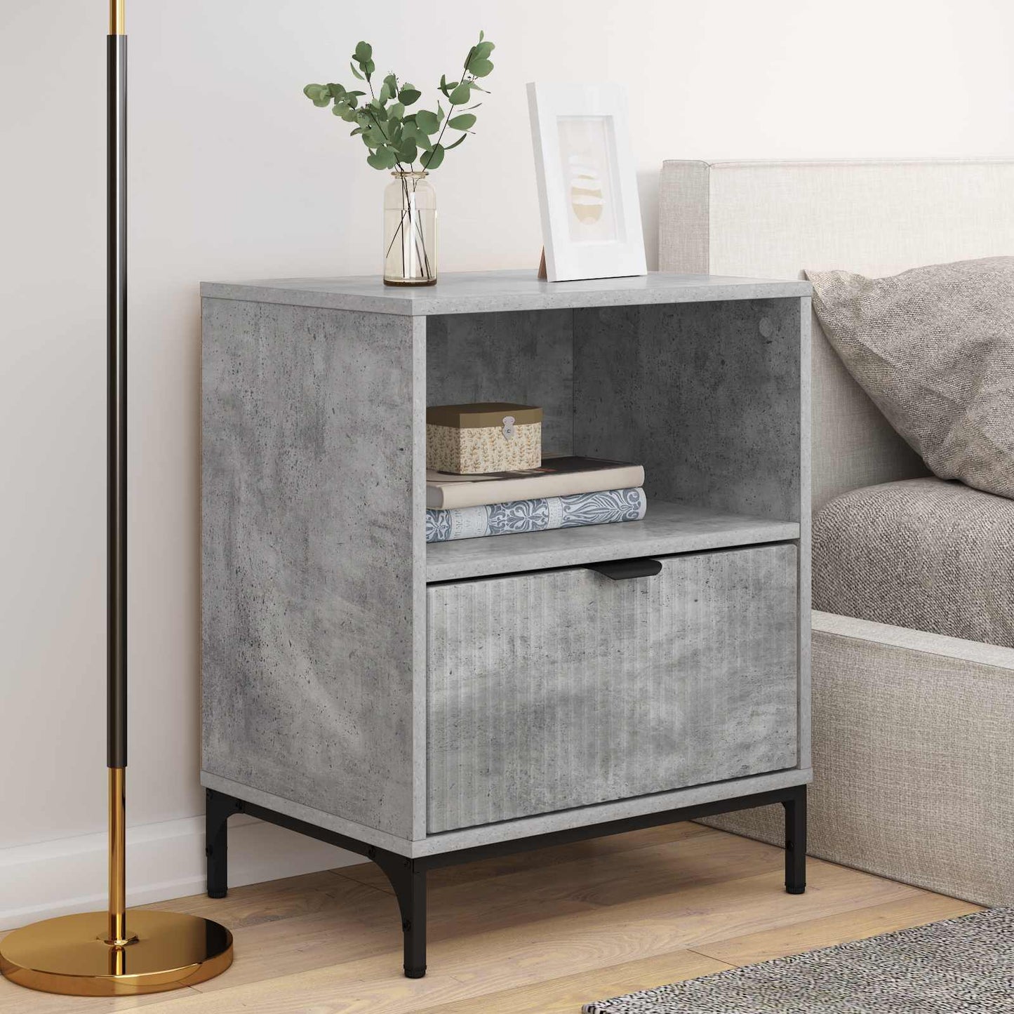Bedside Cabinet 2 pcs Concrete grey 49 x 36 x 61 cm