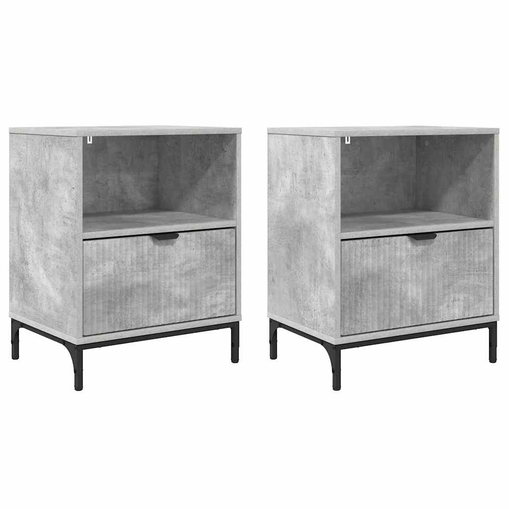 Bedside Cabinet with Drawer 2 pcs Concrete grey 49 x 36 x 61 cm
