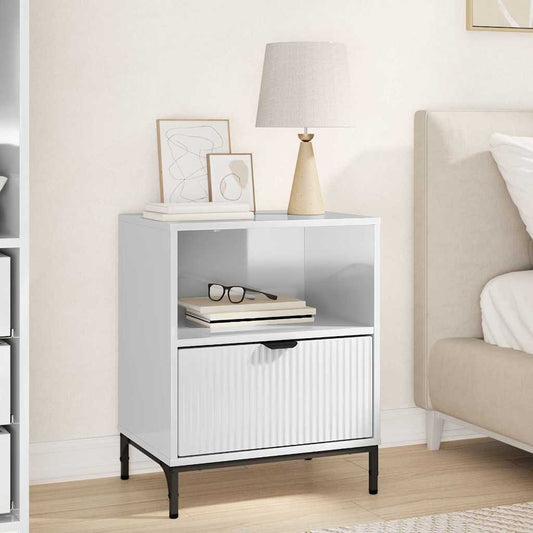 Bedside Cabinet High gloss white 49 x 36 x 61 cm