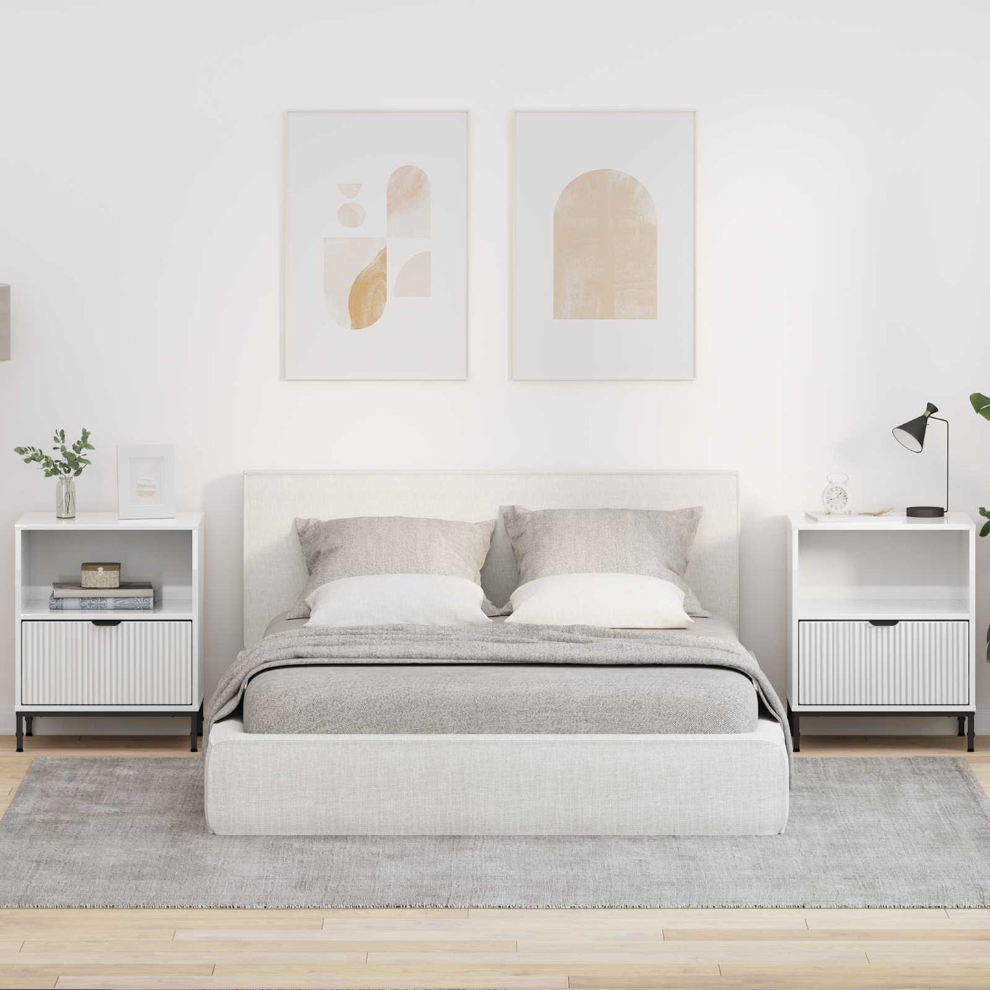 Bedside Cabinet 2 pcs High gloss white 49 x 36 x 61 cm