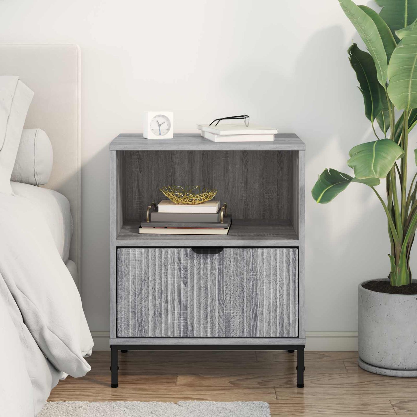 Bedside Cabinet Grey sonoma 49 x 36 x 61 cm Engineered wood