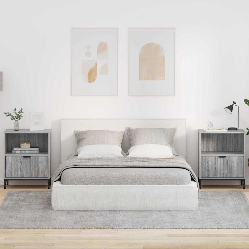 Bedside Cabinet with Drawer 2 pcs Grey sonoma 49 x 36 x 61 cm