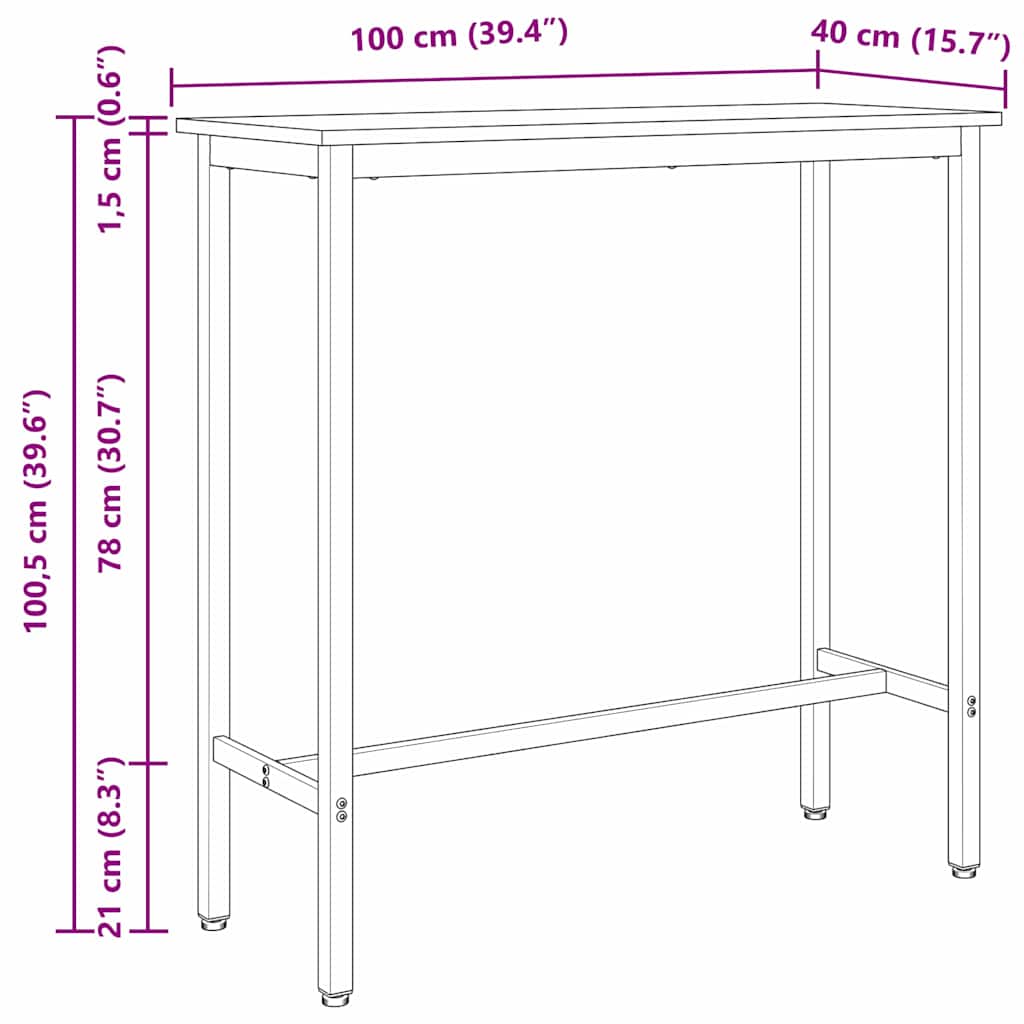 Table Old Wood 100 x 40 x 100.5 cm Engineered Wood and Steel
