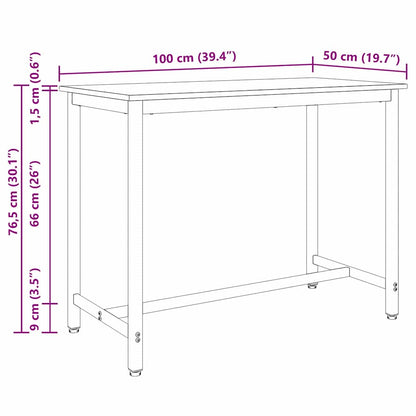 Table Smoked Oak 100 x 50 x 76.5 cm Engineered Wood and Steel