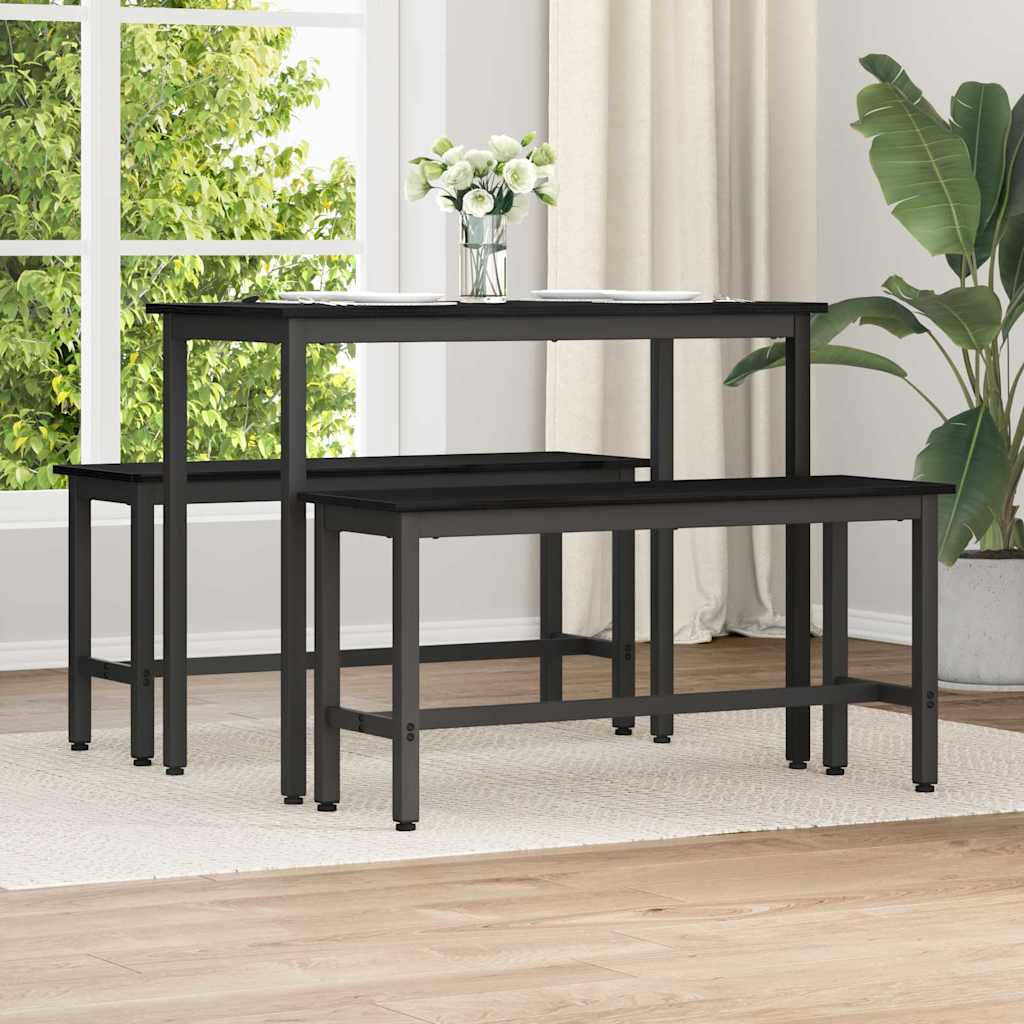 Dining Bench 2 pcs Black Oak 100 x 32.5 x 48.5 cm