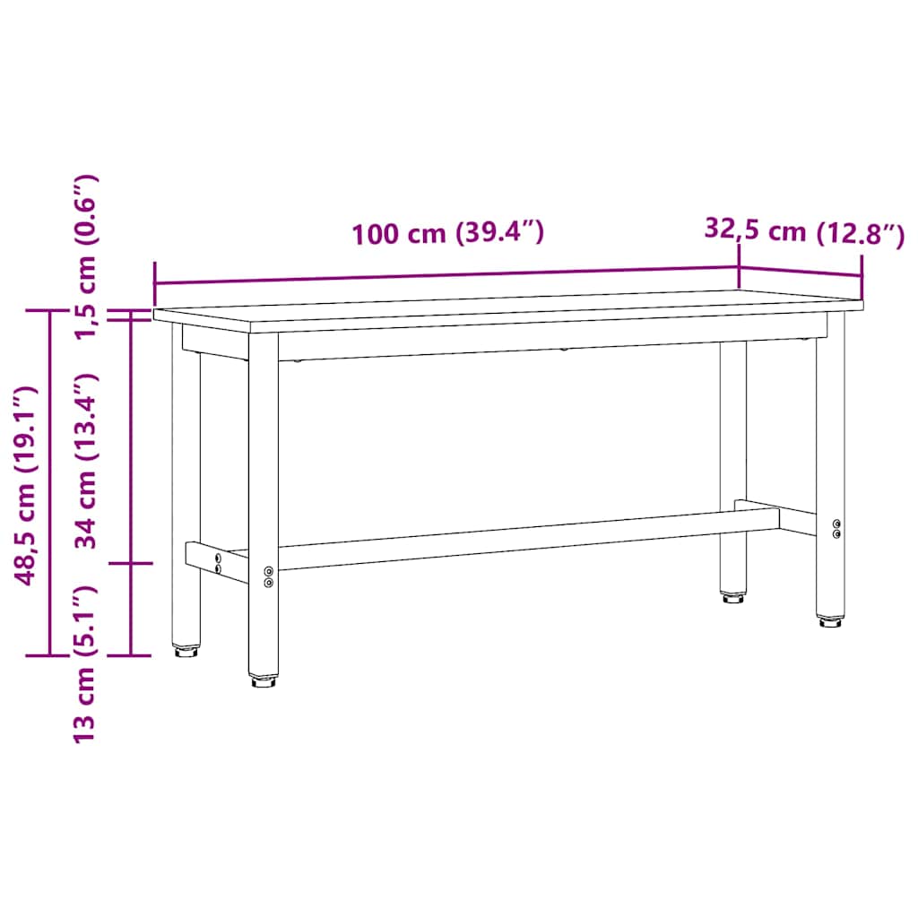 Dining Bench 2 pcs Black Oak 100 x 32.5 x 48.5 cm