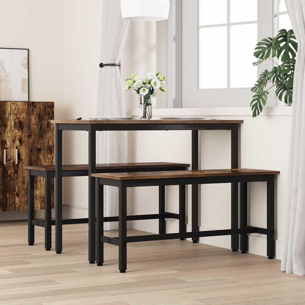 Dining Bench 2 pcs Smoked Oak 100 x 32.5 x 48.5 cm