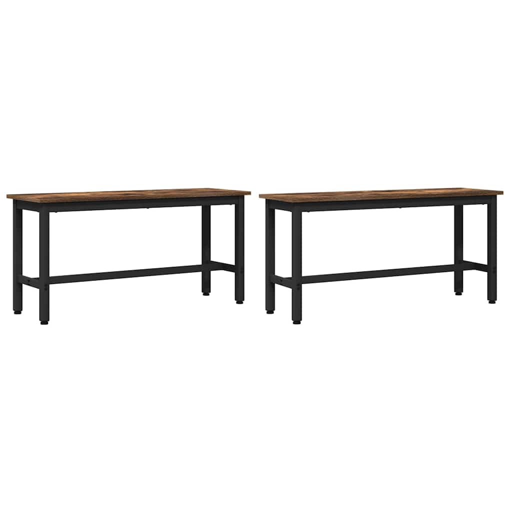 Dining Bench 2 pcs Smoked Oak 100 x 32.5 x 48.5 cm