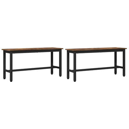 Dining Bench 2 pcs Smoked Oak 100 x 32.5 x 48.5 cm