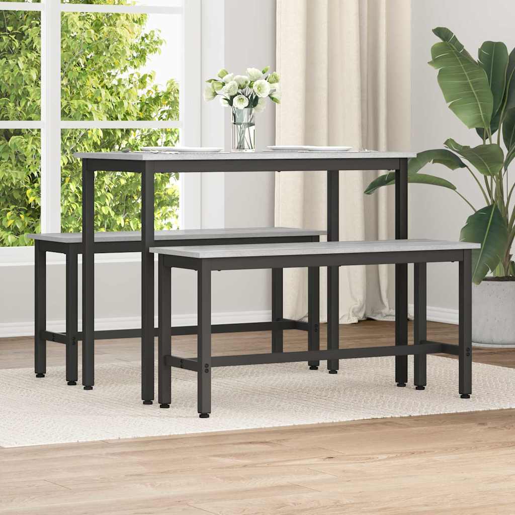 Dining Bench 2 pcs Grey Sonoma 100 x 32.5 x 48.5 cm