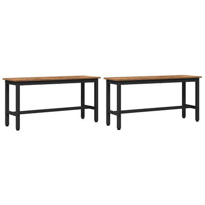 Dining Bench 2 pcs Old Wood 100 x 32.5 x 48.5 cm