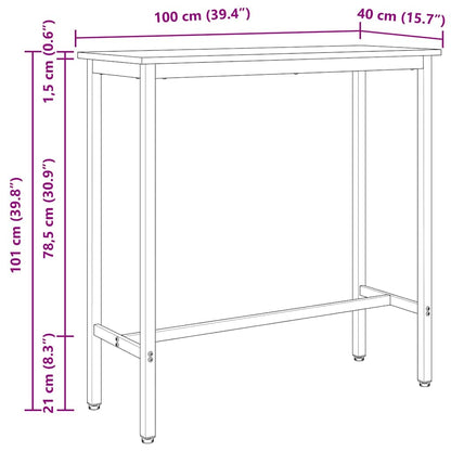 Table Natural 100 x 40 x 101 cm Engineered Wood and Steel