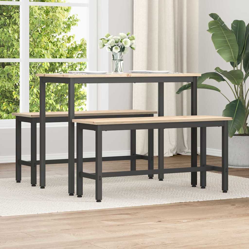Dining Bench Natural 100 x 32.5 x 49 cm Solid pine wood