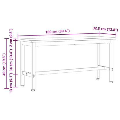 Dining Bench Natural 100 x 32.5 x 49 cm Solid pine wood