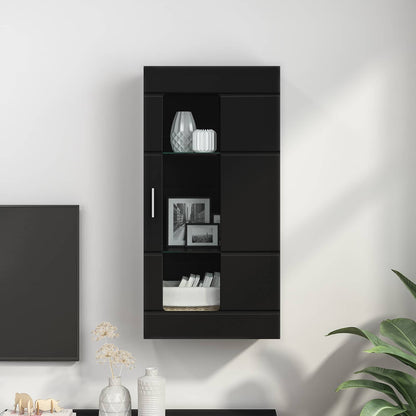Wooden Cabinet Black Engineered Wood