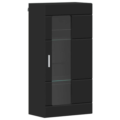 Wooden Cabinet Black Engineered Wood