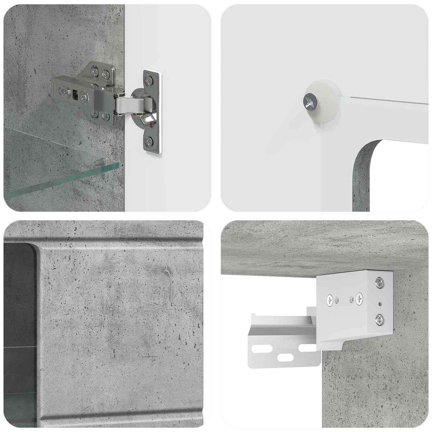 Wooden Cabinet Concrete Grey Engineered Wood