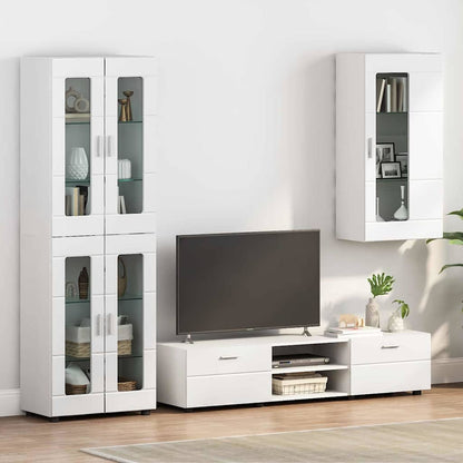 Wooden Cabinet with Storage High Gloss White 50 x 29 x 100 cm