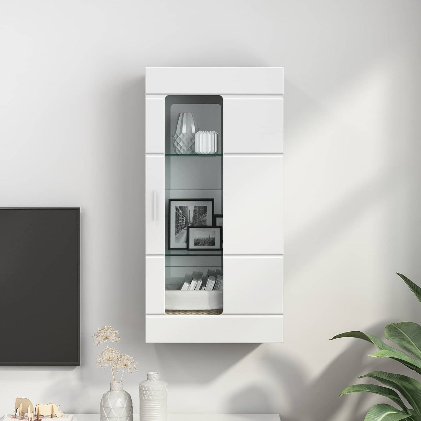 Wooden Cabinet High Gloss White Engineered Wood