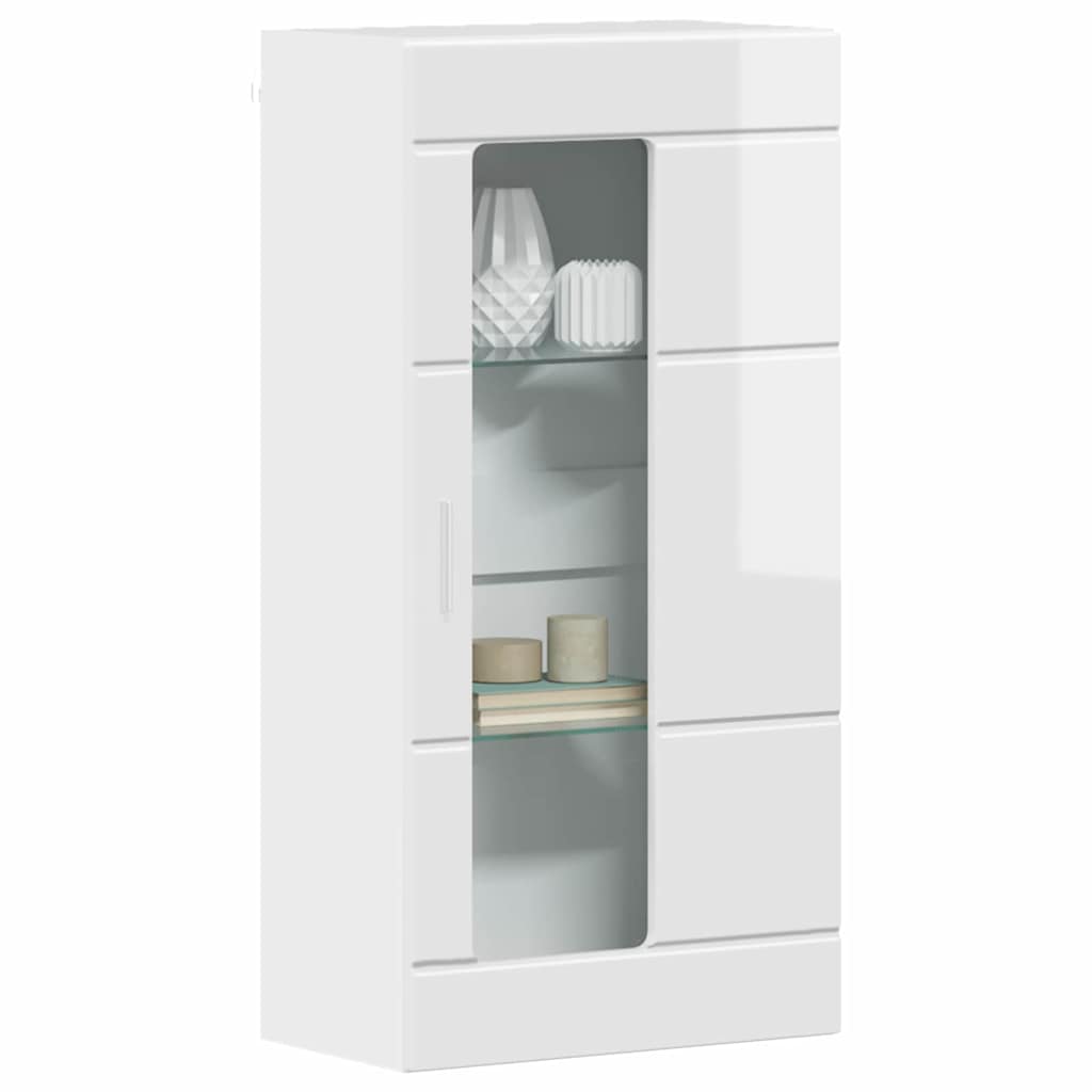 Wooden Cabinet with Storage High Gloss White 50 x 29 x 100 cm