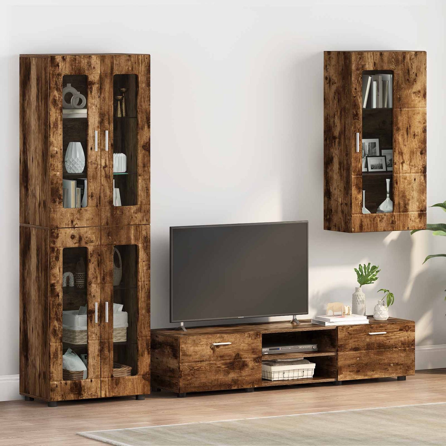 Wooden Cabinet Smoked Oak Engineered Wood