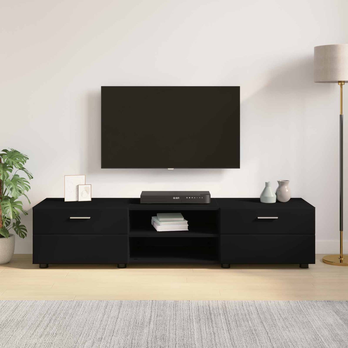 Wooden Cabinet Black 150 x 39 x 30 cm Engineered Wood