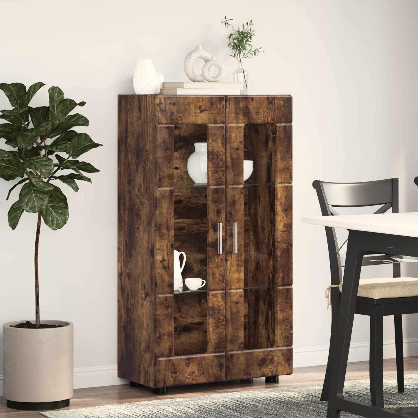 Sideboard FLORIN 55.5 x 29 x 100 cm Smoked Oak Engineered Wood