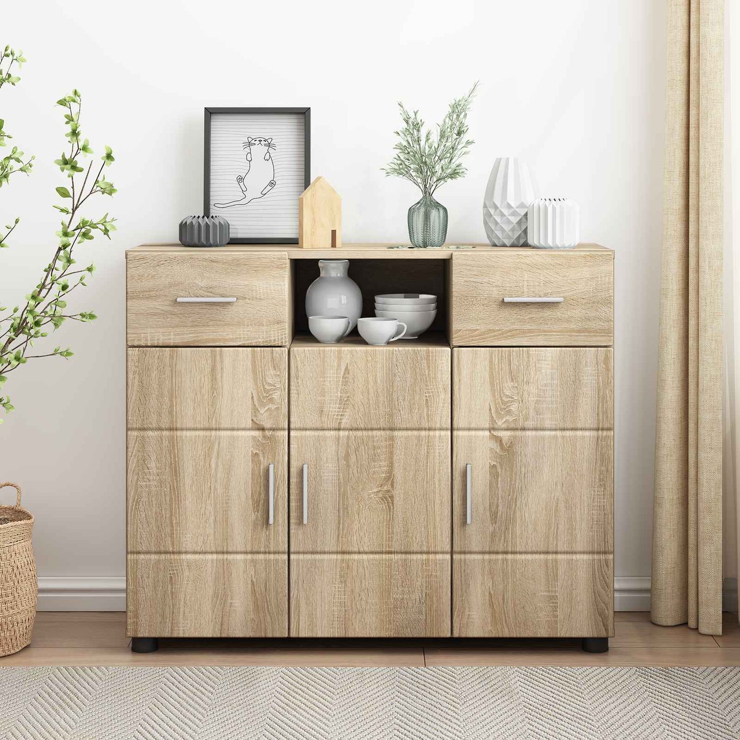Wooden Cabinet Sonoma Oak 88.5 x 30.5 x 73 cm Engineered Wood