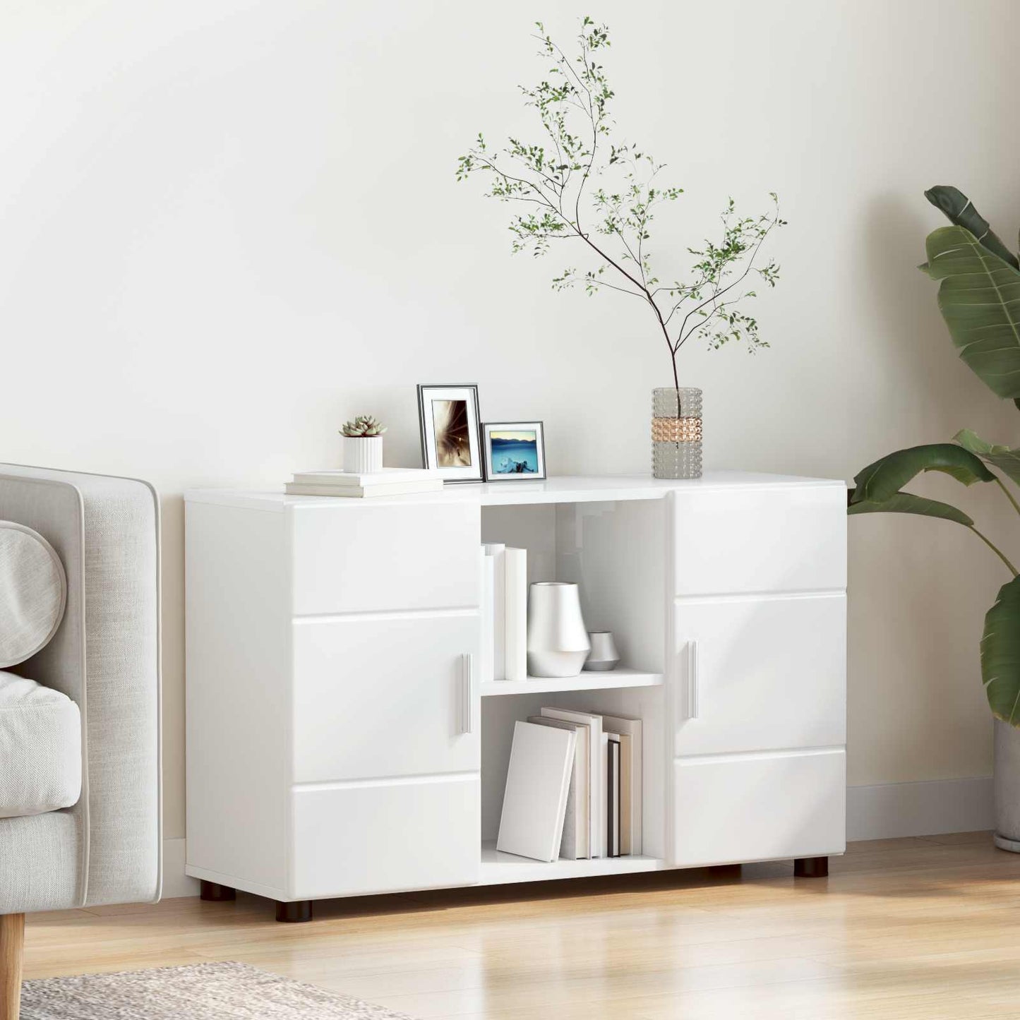Sideboard FLORIN 88.5 x 30.5 x 55.5 cm High Gloss White