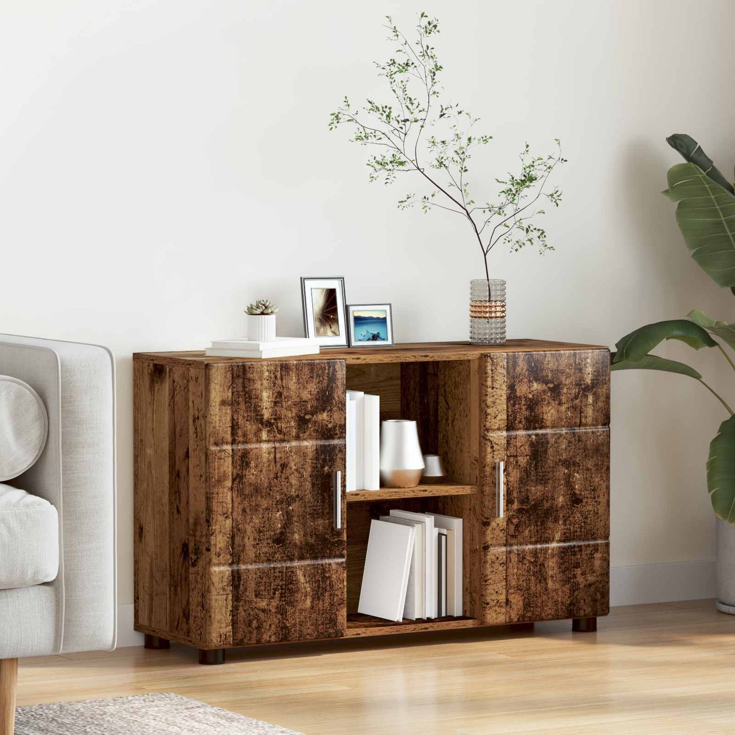 Sideboard FLORIN 88.5 x 30.5 x 55.5 cm Old Wood Engineered Wood