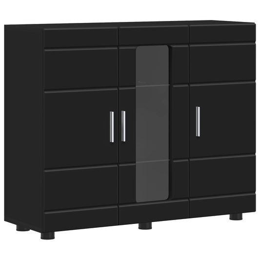 Wooden Cabinet Black Engineered Wood