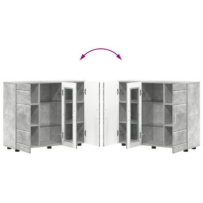 Wooden Cabinet with Storage Concrete Grey 88.5 x 30.5 x 73 cm
