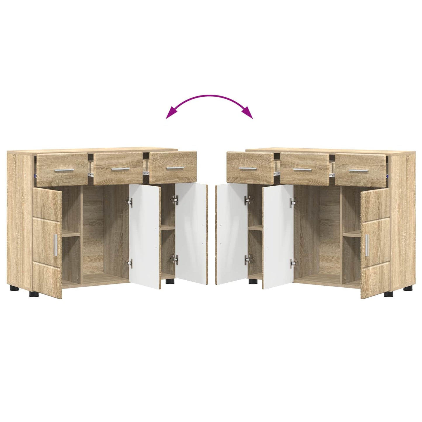 Sideboard FLORIN 88.5 x 30.5 x 73 cm Sonoma Oak Engineered Wood